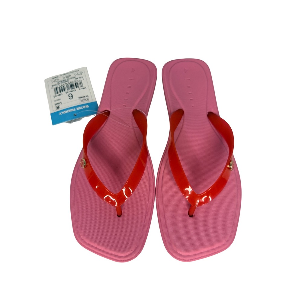 Reef Solaye Hibiscus Pink Red Flip Flop Sandals Womens 6 New Beach Vacation